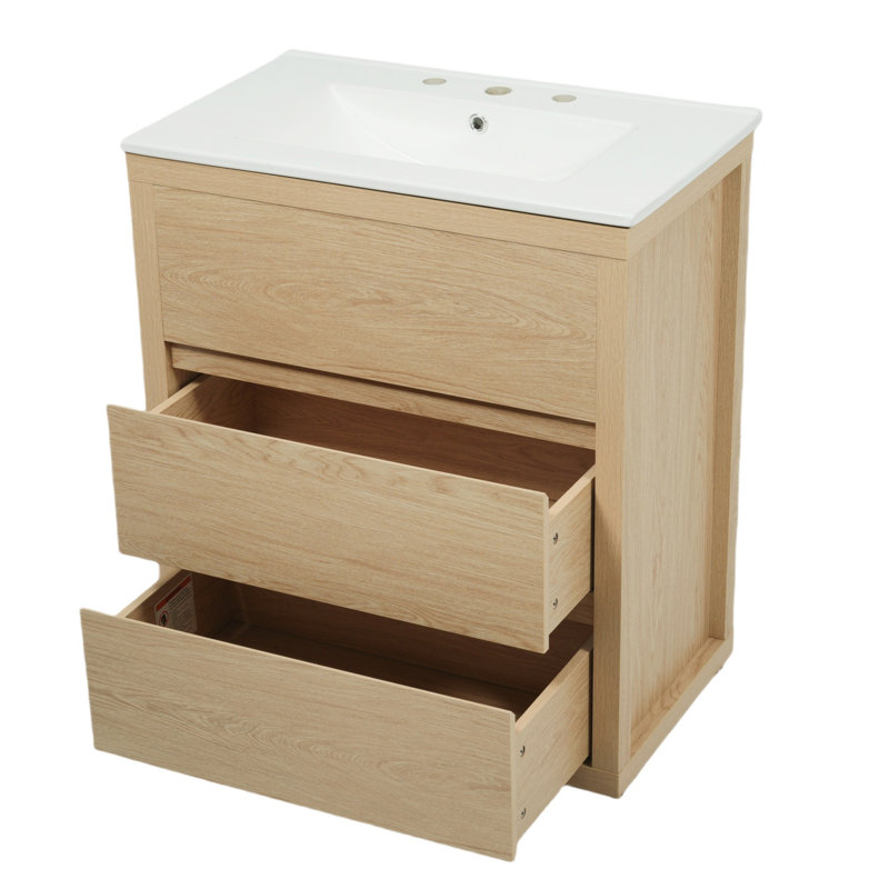 Meuble-lavabo double 60 po, Naturel