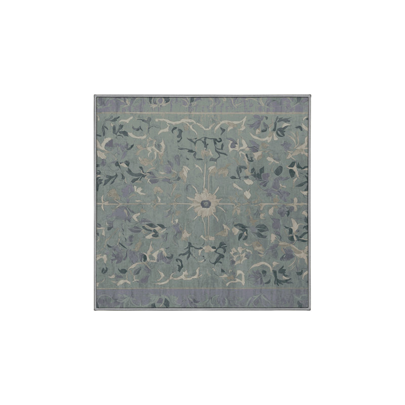Machine Washable Gray Area Rug, Square 5'
