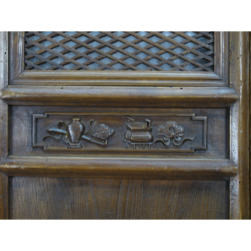 Porte moustiquaire pivotante en bois teinté asiatique