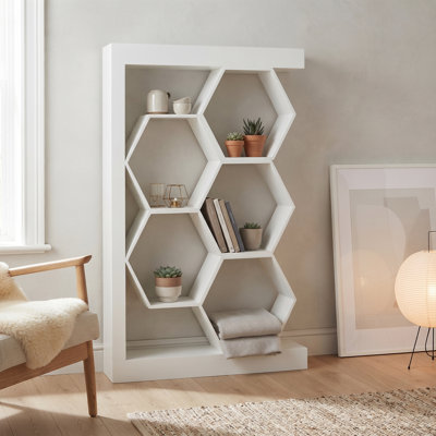 Bexley Contemporary Honeycomb Geometric Bookcase
