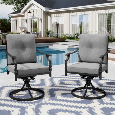 Swivel Patio Dining Armchair With Cushions   
