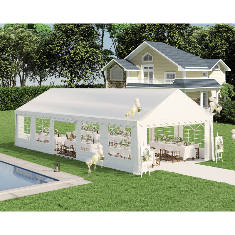 16Ft X 32Ft Canopy with Rolled Sidewalls,White, 16 (ft.) x 32 (ft.), White