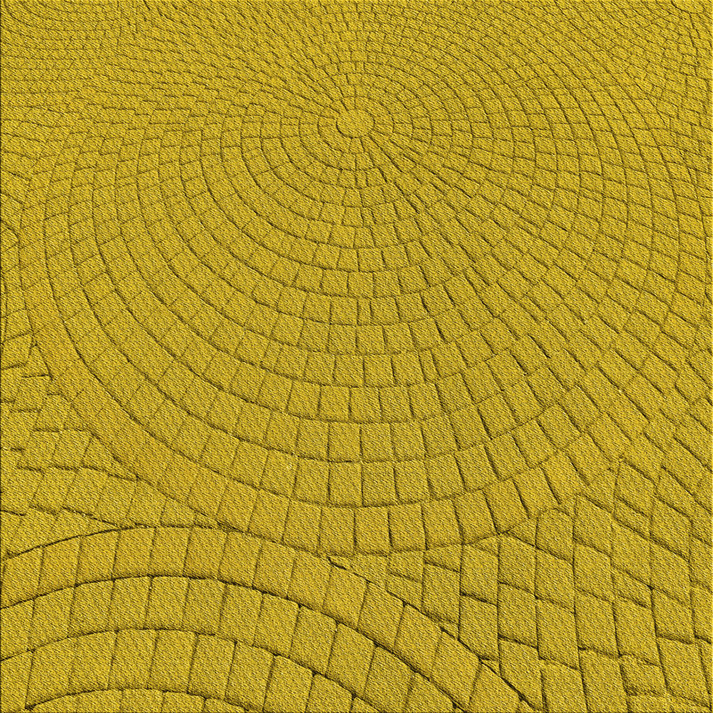 Tapis géométrique en laine jaune, Carré 6 pi