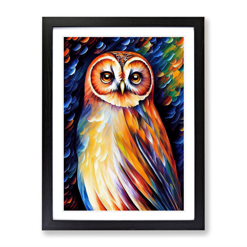 Portrait Of A Barn Owl No.1 - Single Picture Frame Print, 64cm H x 46cm W, Black