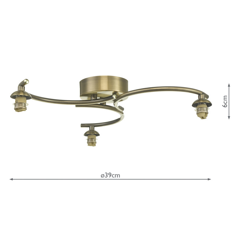 NAKITA 3LT SEMI FLUSH FRAME ONLY, Antique Brass