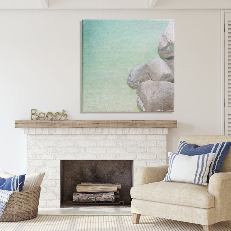 Océan, roches sur la côte, estampe numérique, art par LSR Design Studio, H 36 po x l 36 po x P 1,5 po