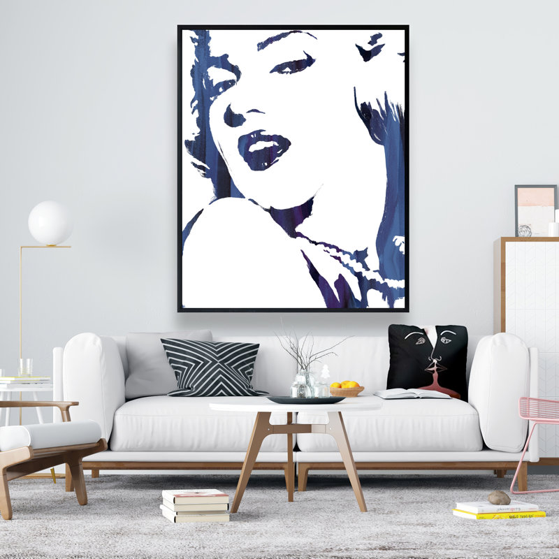 Marilyn Monroe in Blue - Art figuratif sur toile encadrée