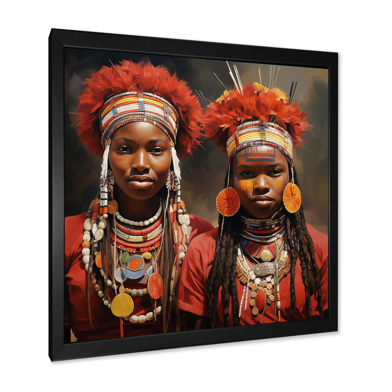 «African Samburi Vibrance II», art mural tendance, Cadre simple noir, H 16 po x l 16 po x P 1 po