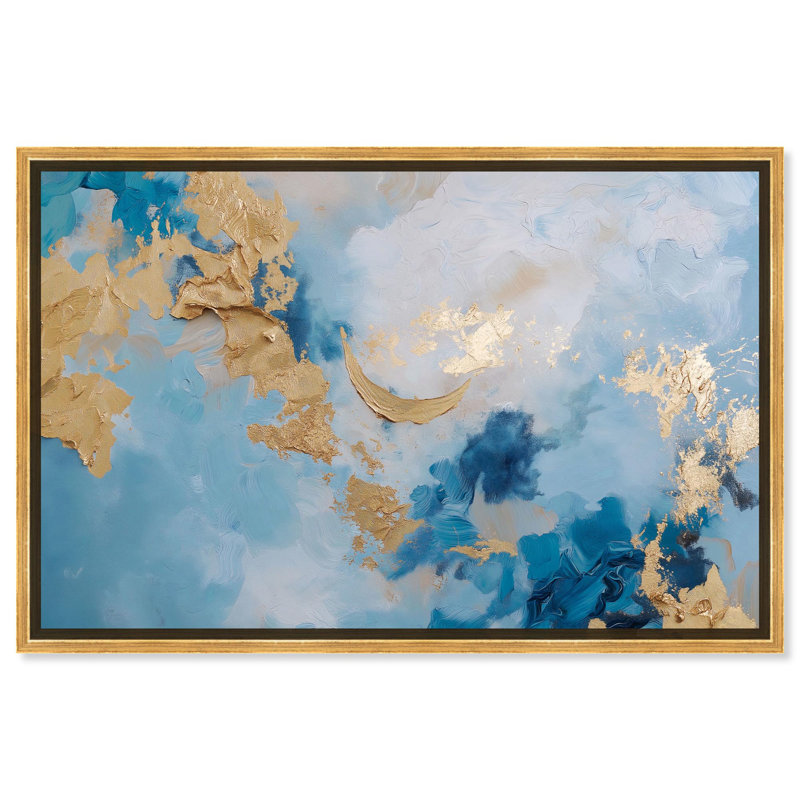 Art abstrait bleu profond sur toile bleu foncé par Art Remedy, Cadre argenté, H 17 po x l 25 po