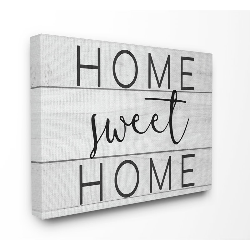 «Home Sweet Home Planks» par Daphne Polselli - impression d'art textuel, H 20 po x l 16 po x P 1,5 po, Toile tendue
