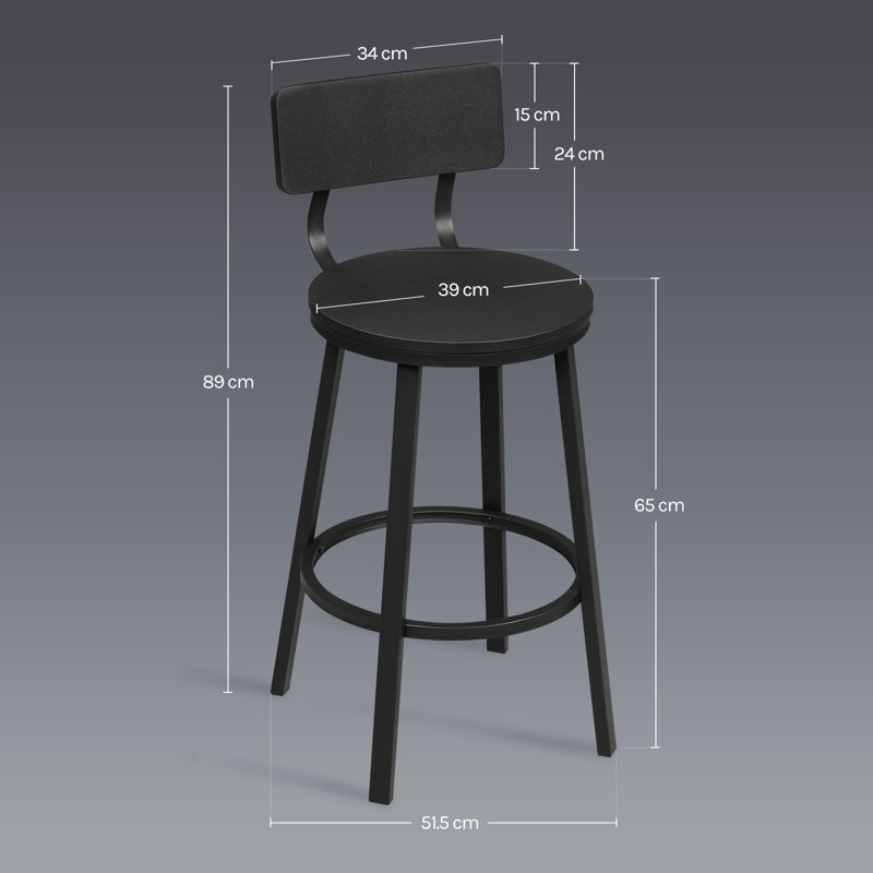 Annik Counter Stool with Metal Frame, Black