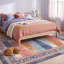 Tapis à rayures modernes Trellis, style moderne, bleu sarcelle, rose et crème, lavable à la machine, antidérapant, à poils courts, pour l'intérieur et l'extérieur, adapté aux animaux domestiques, idéal pour le salon, la chambre, la salle à manger, l'entrée, le couloir ou le bureau.-2051641408