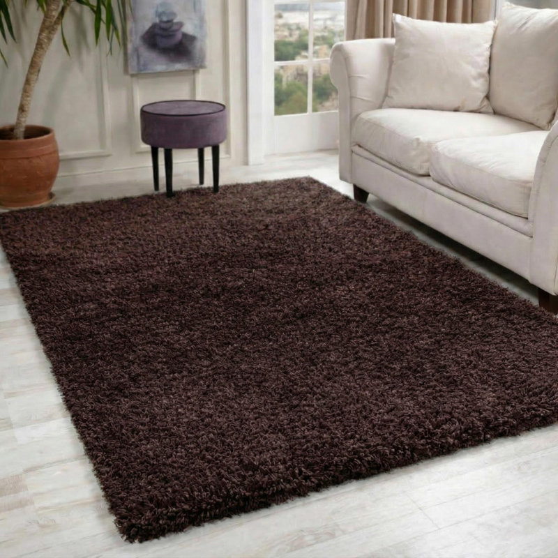 Esterly Brown Shaggy Area Rug, Rectangle 120 x 170cm