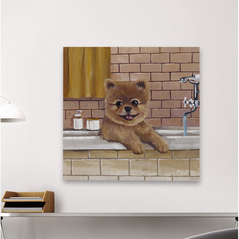 «Pup in the Tub», reproduction d'art sur toile tendue, H 18 po x l 18 po x 1,5 po