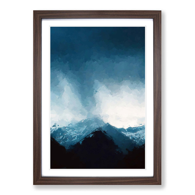 Cloud Touching the Mountains in Abstract - Picture Frame Graphic Art Print, 48cm H x 36cm W x 2cm D, Walnut Framed