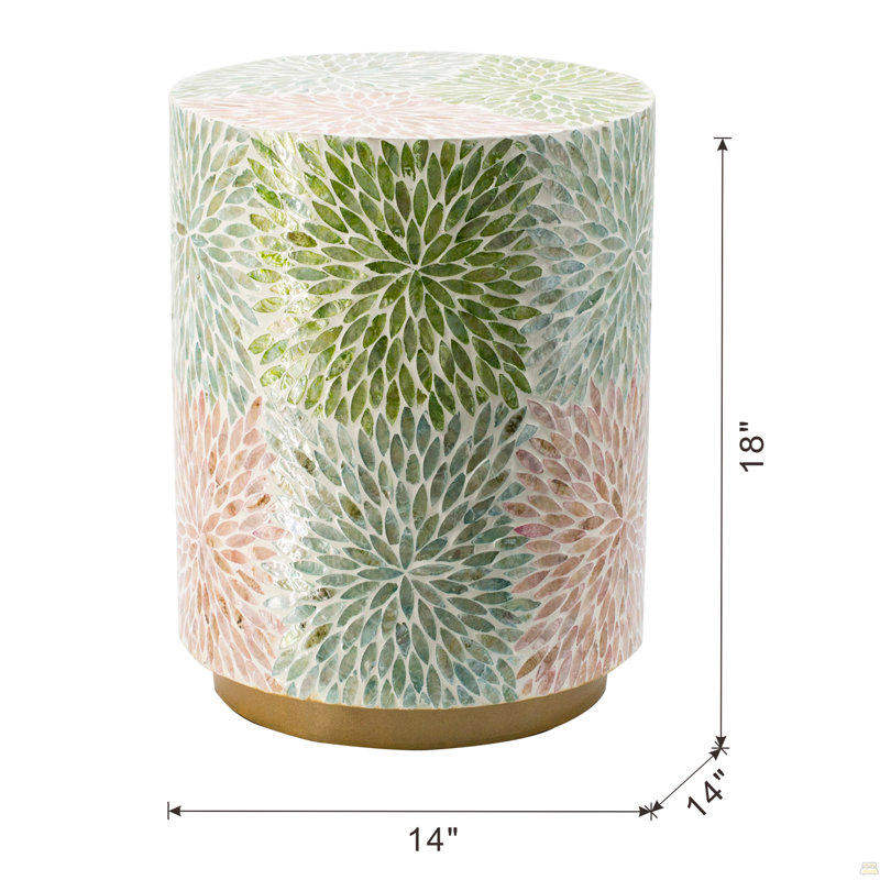 Tabouret de jardin cylindrique avec table d'appoint D14x18