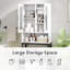 Armoire de rangement au-dessus de la toilette, organisateur de salle de bain autoportant avec portes en verre trempé, structure en métal épais et bois aggloméré, économiseur d'espace, blanc-1445645284