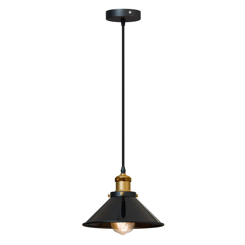 Modern Industrial Black Cone Pendant – Single E27 Ceiling Light, No
