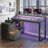55'' L-Shape Computer Desk With LED Lights, Power Outlets & Drawer Shelves-419479141
