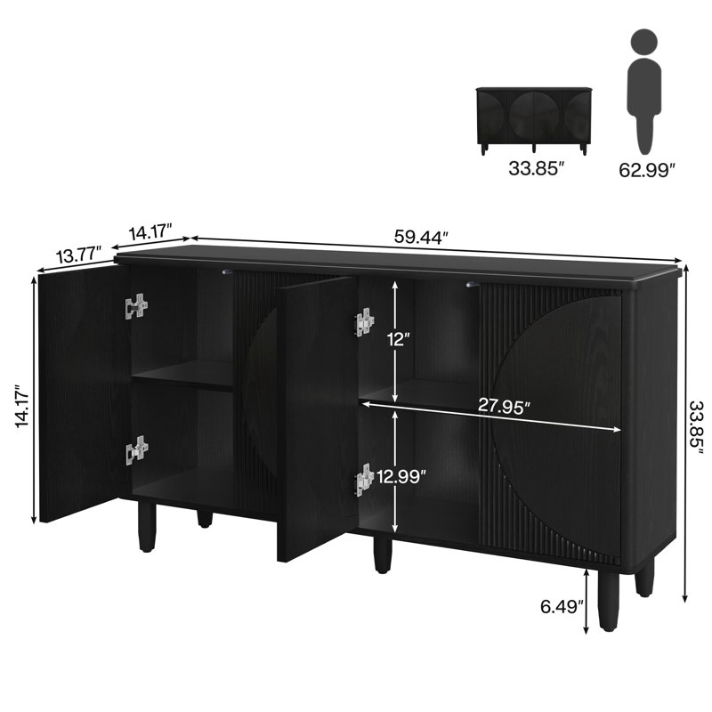 Mangue 59.4'' Sideboard, Black