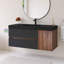 Meuble-lavabo mural 48 po avec lavabo à surface solide noir