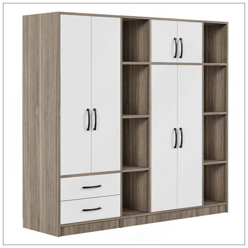 Armoire 6 portes avec tablettes et tiroirs