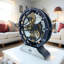 Horloge de bureau ronde en bois de 10 pouces avec de vrais engrenages (transformable en horloge murale - base détachable) Collection Canada-1414946555