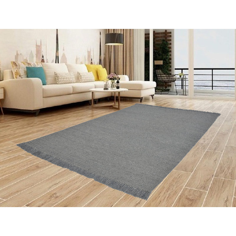 Tapis gris tissé à la main Deantwan, Rectangle 8 pi x10 pi