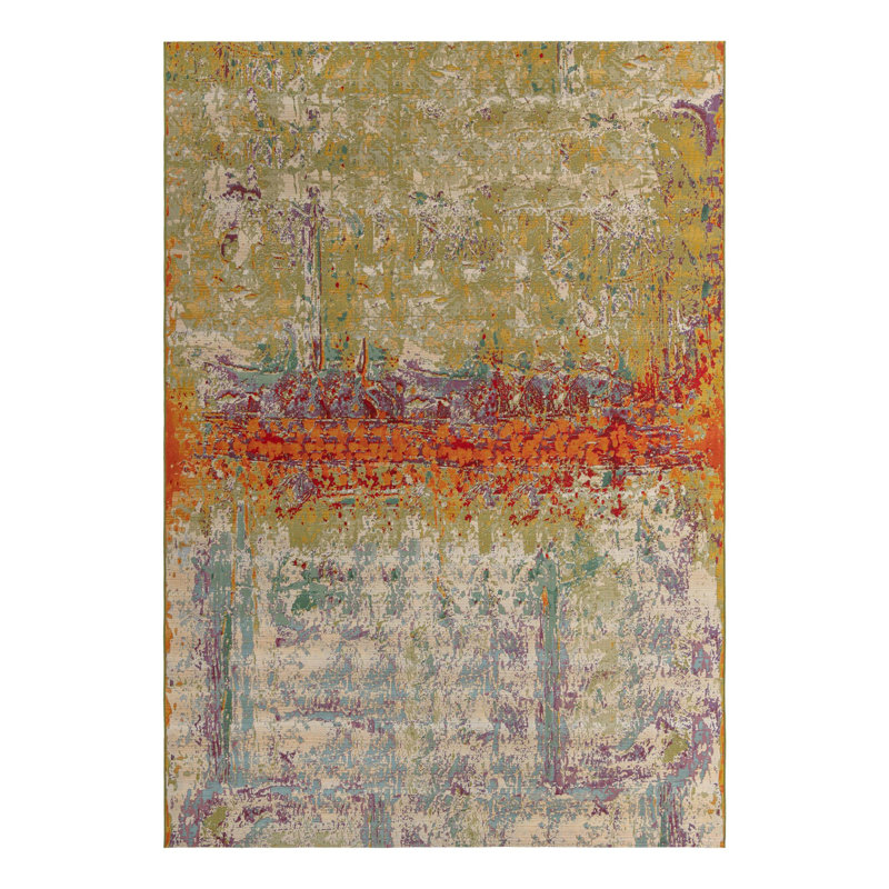 Trona Washable Abstract Indoor / Outdoor Rug, Rectangle 10' x 14'