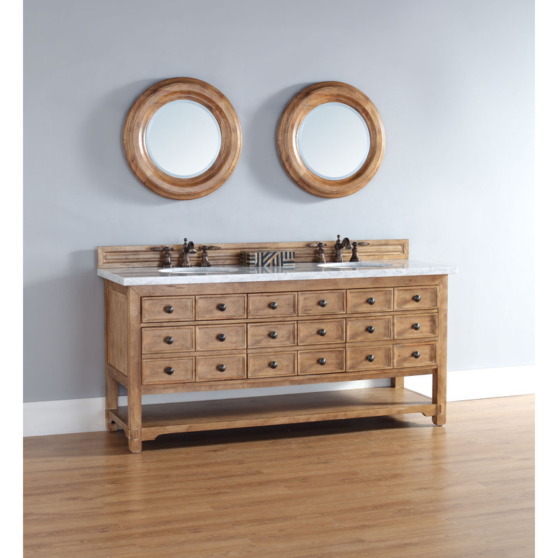 Malibu 72'' W Double Vanity, Charcoal Soapstone, Widespread, Amber Birch