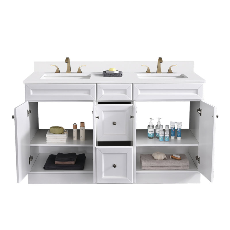 60'' Double Bathroom Vanity with Quartz Top