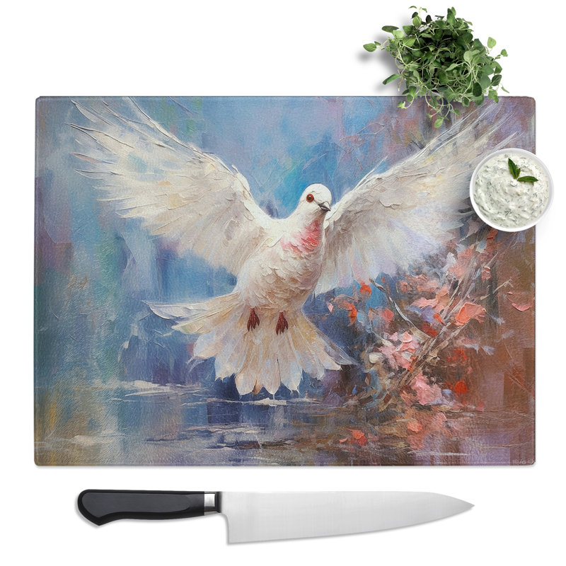 Dove Bird Impressionism  Glass Chopping Board