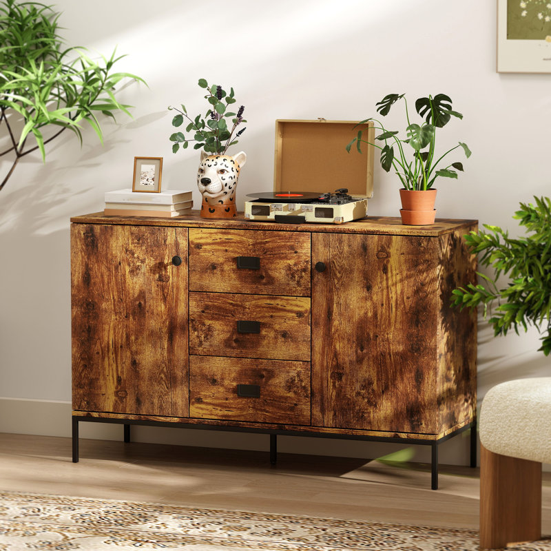 120cm Sideboard, Rustic Brown/Black