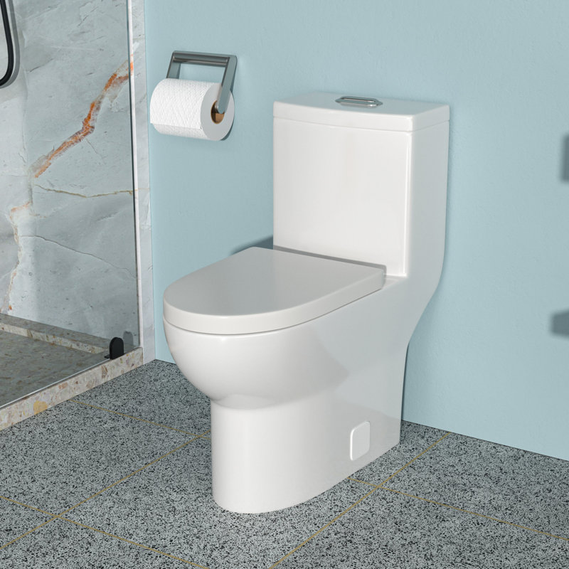 Toilette en céramique une pièce, double chasse avec siège à fermeture en douceur