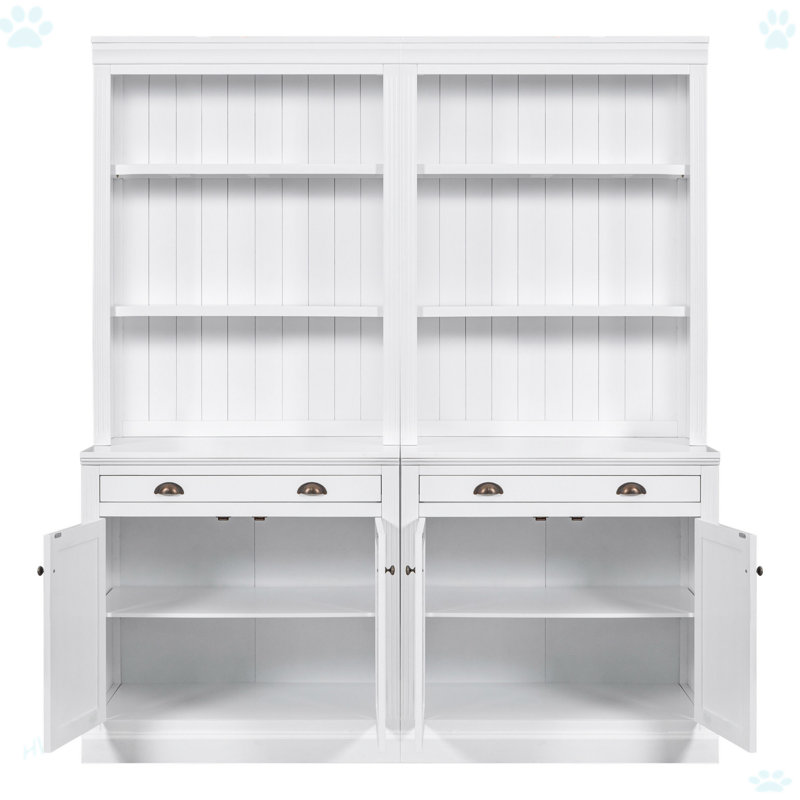 83.4"Tall Bookshelf Suite, Modern Bookcase Suite with 3 pieces LED Lighting,Doors and Drawers,2-Piece Set Storage Bookcase with Open Shelves for Living Room,Home Office