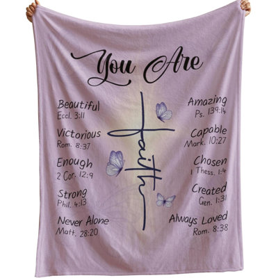 Couverture chrétienne Cadeaux divins pour femmes - couverture de prière de Jésus, foi, bible, baptême, Écritures - cadeaux inspirants et religieux pour sœur, ami, fille, maman, jeté doux, couvertures mauves 80 po x 60 po
