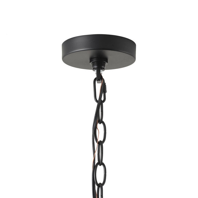 Lustre géométrique en fer noir 6 lumières E12, chaîne réglable à intensité variable de 60 po, homologué UL