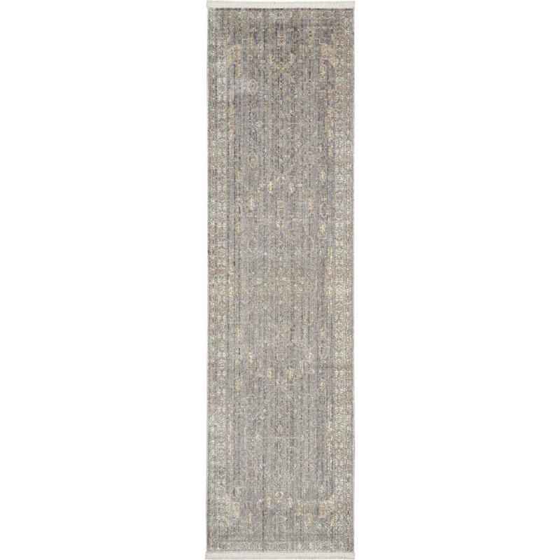 Tapis de zone gris floral Craignamaddy, Tapis de couloir 2 pi 2 po x 7 pi 6 po