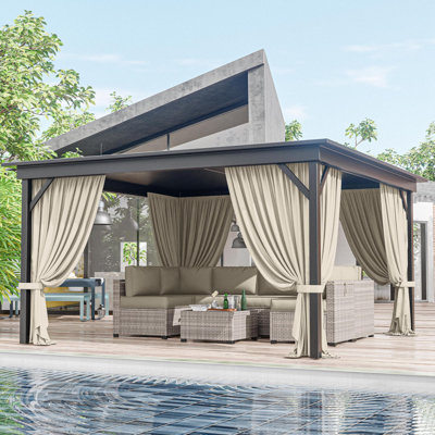 12X12 Ft. Outdoor Gazebo Curtains, 4-Panels Sidewall Curtains (Only Curtains)