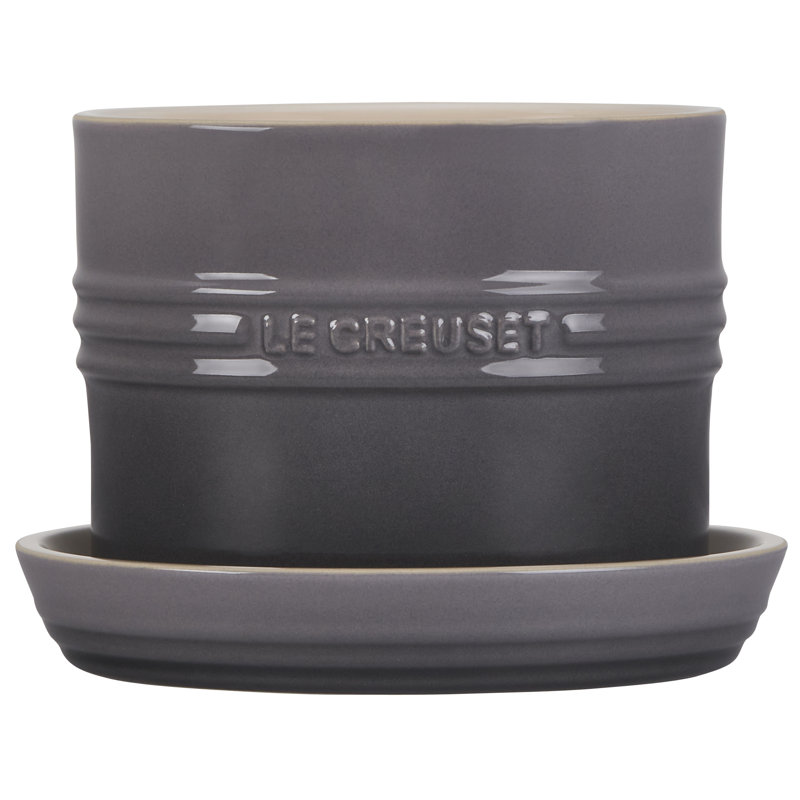 Le Creuset Enameled Stoneware Pot Planter, Oyster
