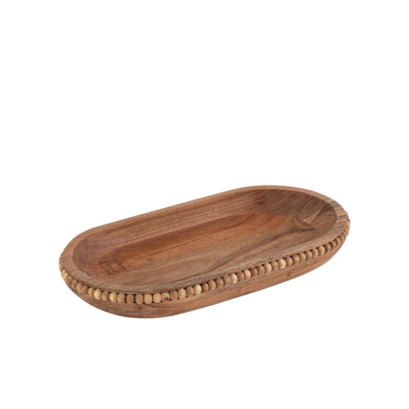 Bol ovale en bois d'acacia perlé