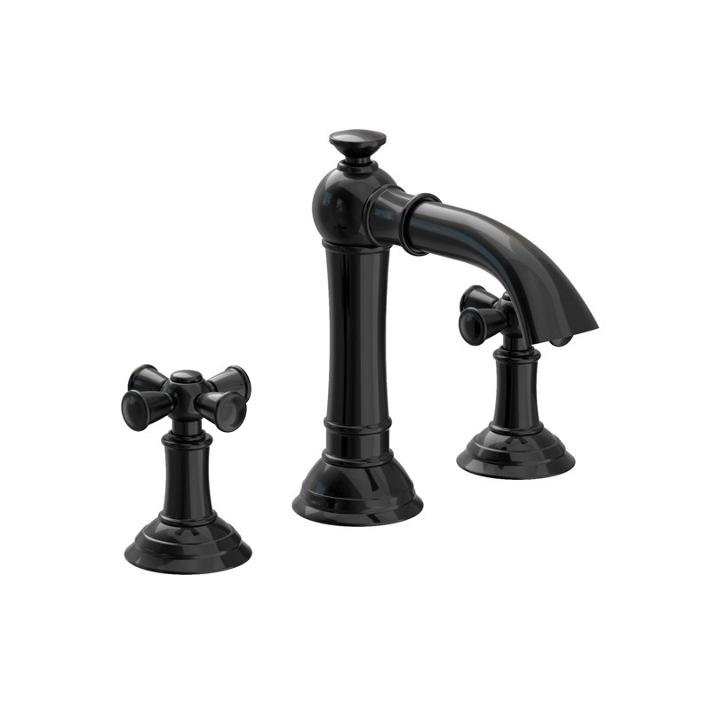 Aylesbury Widespread Bathroom Faucet with Drain Assembly, Gloss Black