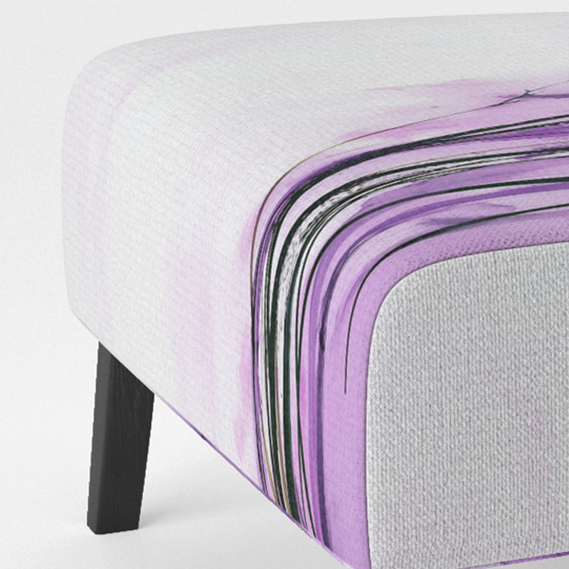 Abstract Flowers - Traditional Upholstered Slipper Chair, Purple/Black/Ivory