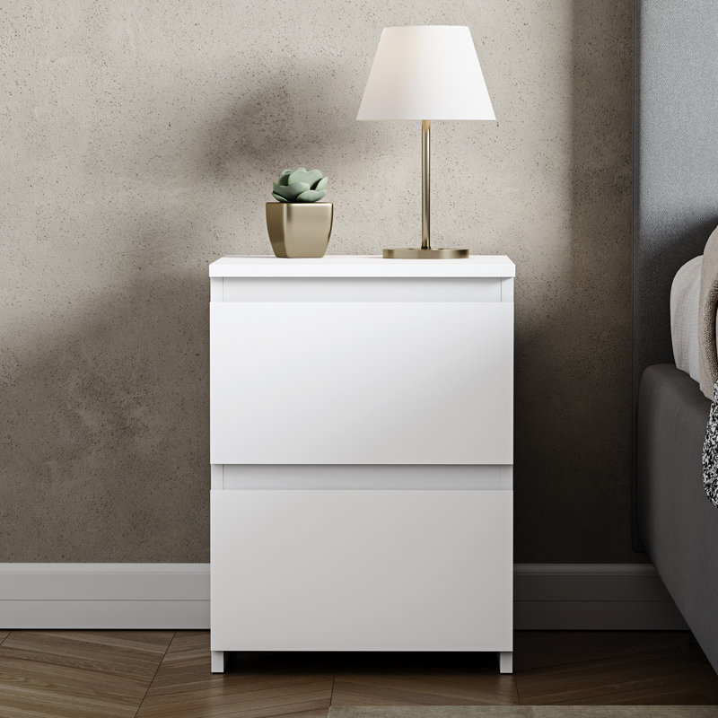 Cunha 2 - Drawer Large Bedside Bedroom Furniture, White