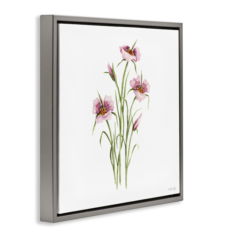 Cadre flottant botanique Fuchsia Mariposa, design par Cindy Jacobs, H 18 po x l 18 po, Cadre flottant gris lustré