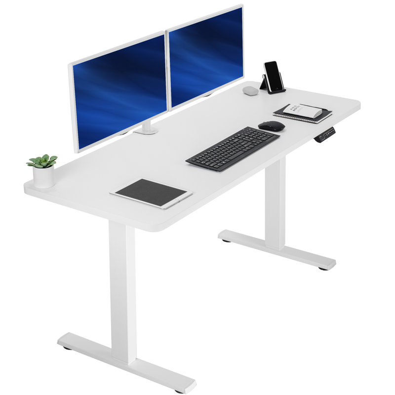 Bureau électrique à moteur simple VIVO avec contrôleur de mémoire à bouton-poussoir, H 48,5 po x l 60 po x P 24 po