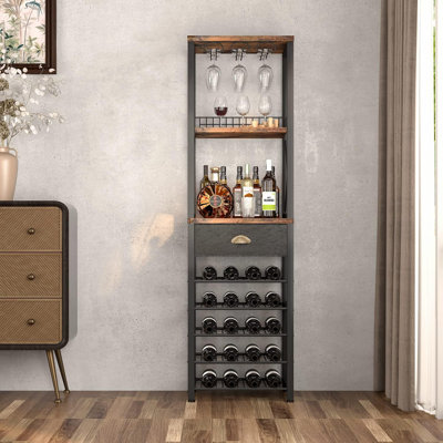 Wine Rack Freestanding Floor, Bar Cabinet For Liquor And Glasses, 4-Tier Bar Cabinet With Tabletop, Glass Holder, Storage Drawer And Wine Storage For by Corrigan Studio