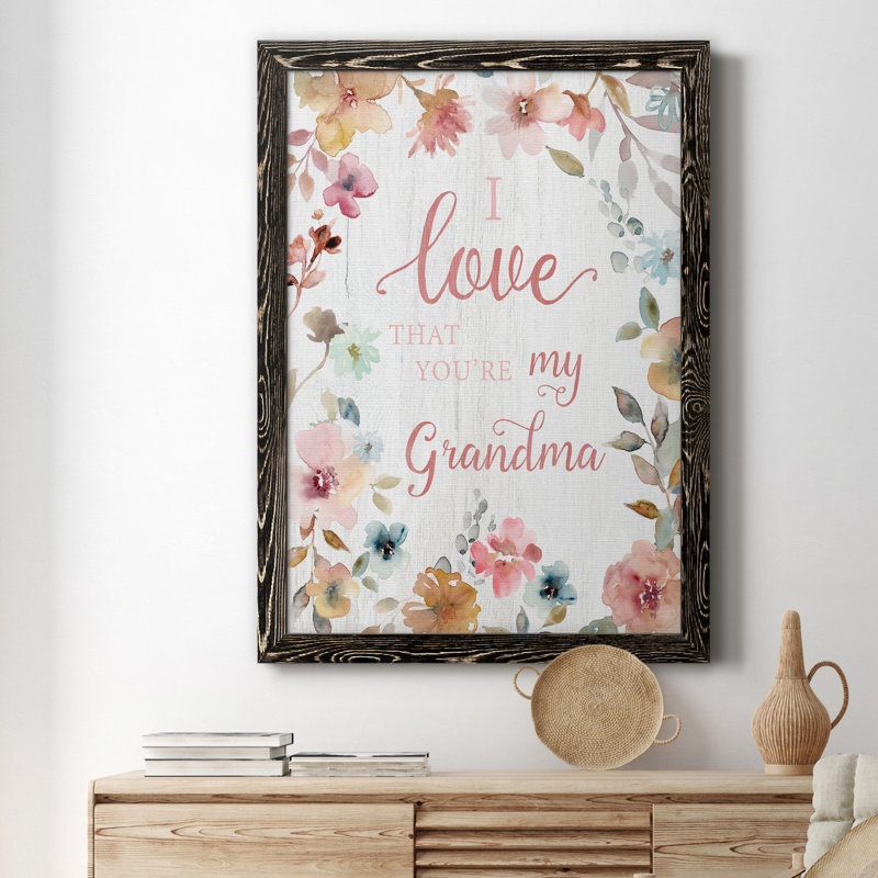 «Love Grandma», art textuel sur toile, H 31,5 po x l 23,5 po x P 1,5 po, Noir
