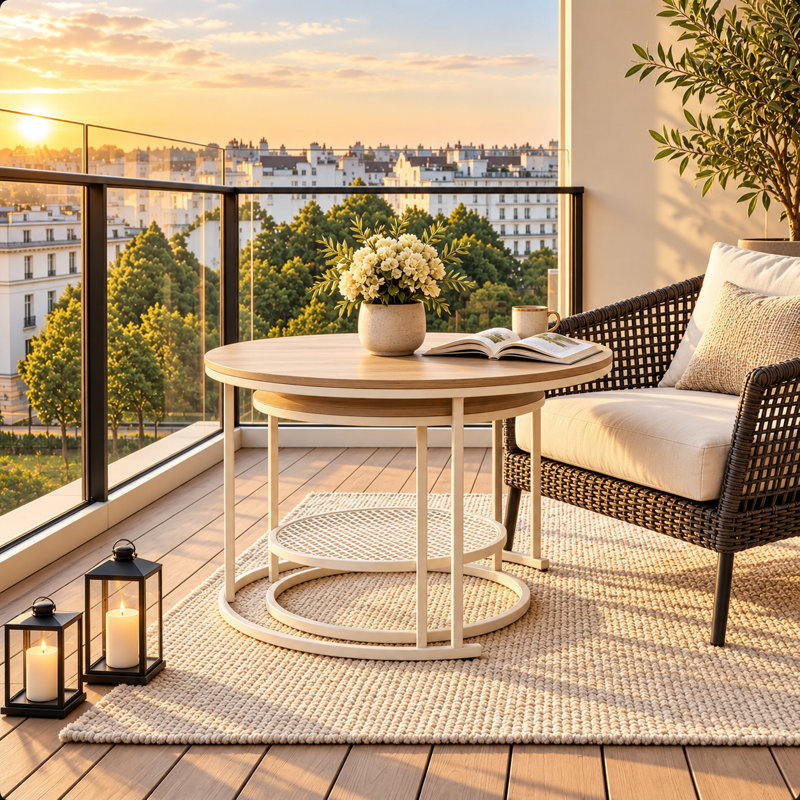 Coffee Table with Storage, White