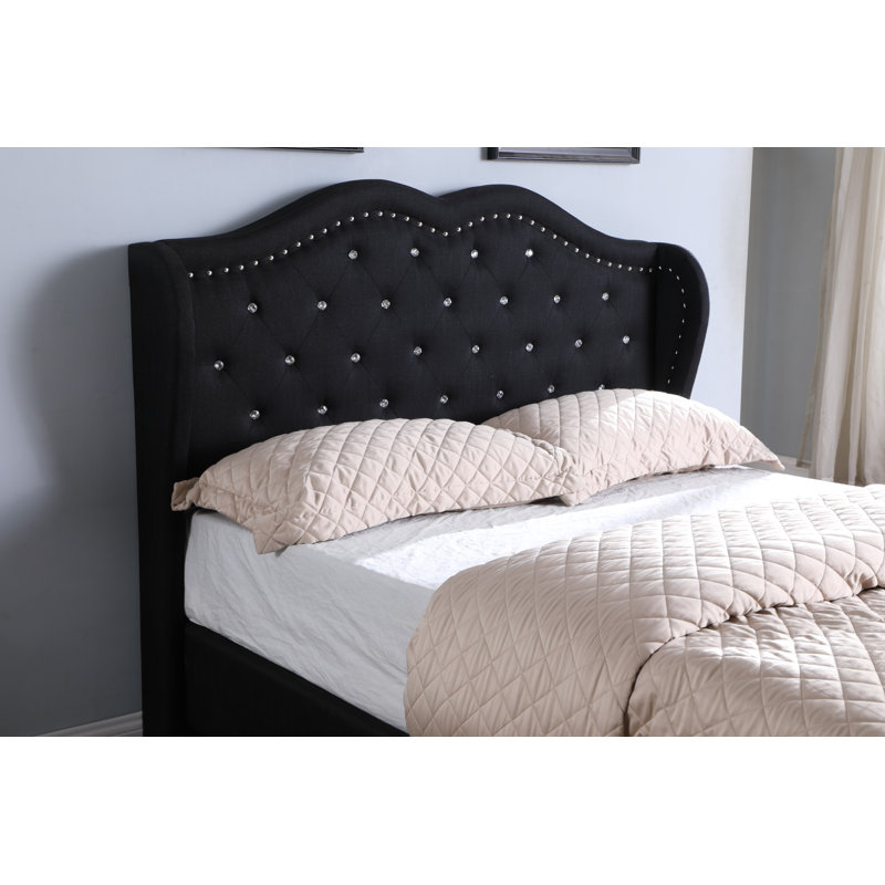 Dimmitri Upholstered Wingback Bed, Full, Black
